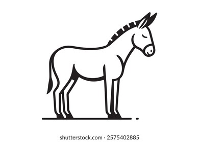 Donkey silhouette vector illustration with detailed features