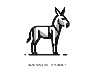 Donkey silhouette vector illustration with detailed features