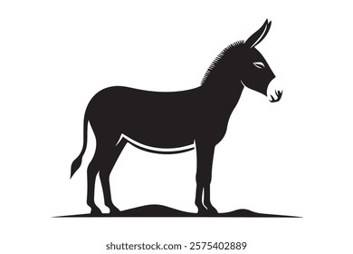 Donkey silhouette vector illustration with detailed features