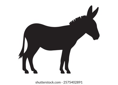 Donkey silhouette vector illustration with detailed features