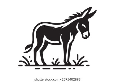 Donkey silhouette vector illustration with detailed features