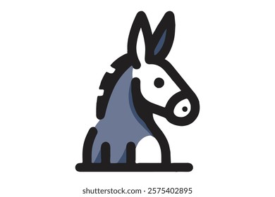 Donkey silhouette vector illustration with detailed features