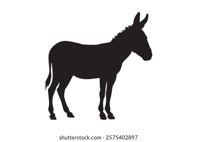 Donkey silhouette vector illustration with detailed features