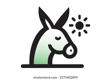 Donkey silhouette vector illustration with detailed features