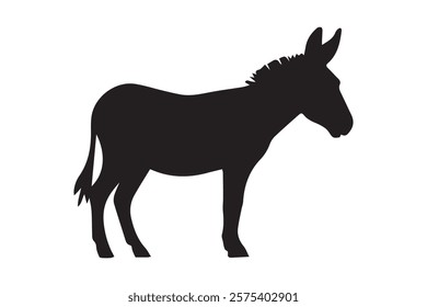 Donkey silhouette vector illustration with detailed features