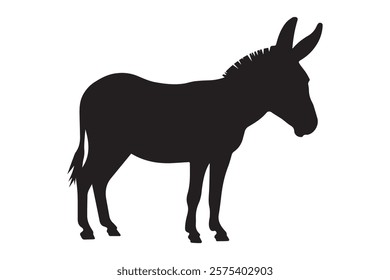 Donkey silhouette vector illustration with detailed features