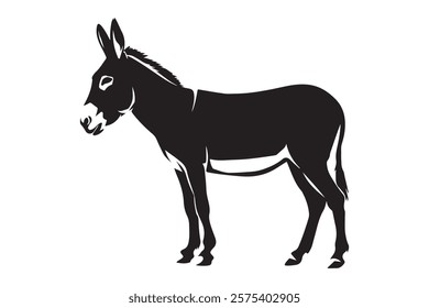 Donkey silhouette vector illustration with detailed features