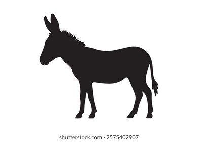 Donkey silhouette vector illustration with detailed features