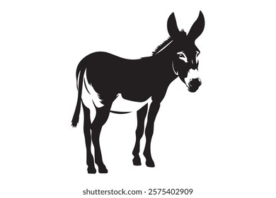 Donkey silhouette vector illustration with detailed features