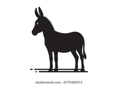 Donkey silhouette vector illustration with detailed features