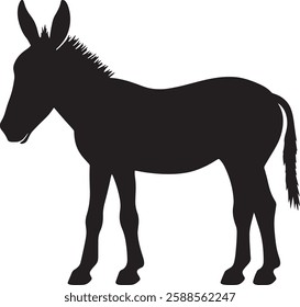 Donkey Silhouette Vector Illustration Isolated on White Background