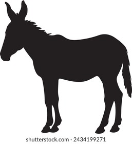 Donkey Silhouette Vector Illustration White Background