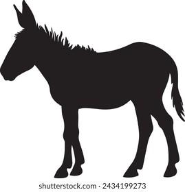 Donkey Silhouette Vector Illustration White Background