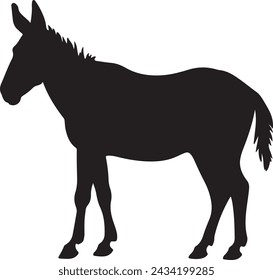 Donkey Silhouette Vector Illustration White Background
