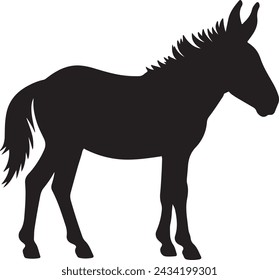 Donkey Silhouette Vector Illustration White Background