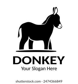 donkey silhouette vector logo on white background