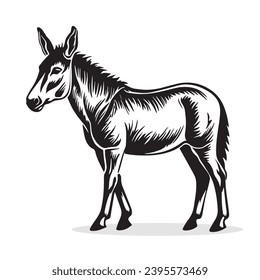 Donkey-Silhouetten und Symbole. schwarz flache Farbe einfache elegante Donkey Tier Vektorgrafik und Illustration.