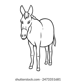 donkey sketch vector illustration,isolated on white background,top view