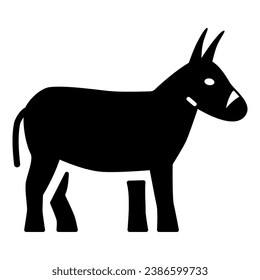 Donkey solid icon, Farm animals concept, mule sign on white background, Donkey silhouette icon in glyph style for mobile concept and web design. Vector graphics