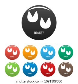 Donkey step icon. Simple illustration of donkey step vector icons set color isolated on white