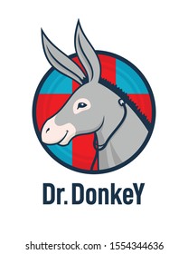 Donkey with a stethoscope. Donkey character mascot