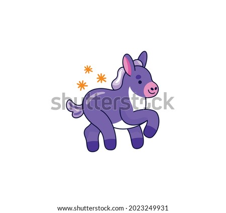 Donkey Sticker Icon Isolated On White Background