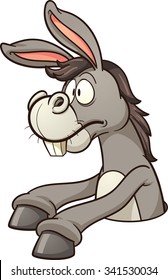 Der Donkey steckte in einem Loch fest. Vektorclip-Kunstillustration mit einfachen Farbverläufen. Alles in einer einzigen Schicht. 