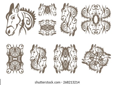 Donkey symbols in tribal style