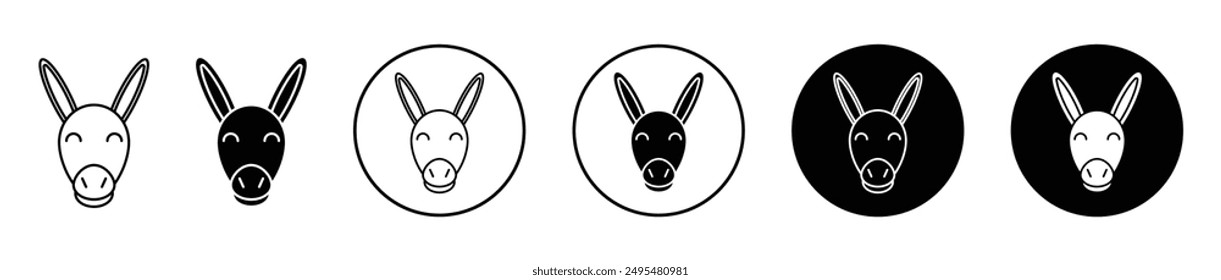 Donkey thin line vector icon set.