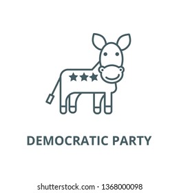 Donkey, usa, democratic party line icon, vector. Donkey, usa, democratic party outline sign, concept symbol, flat illustration