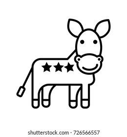 donkey, usa, democratic party vector line icon, sign, illustration on background, editable strokes