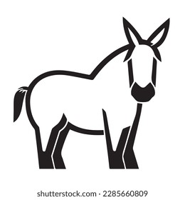 Donkey vector illustration on a white background. Vector illustration silhouette svg.