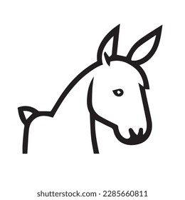 Donkey vector illustration on a white background. Vector illustration silhouette svg.