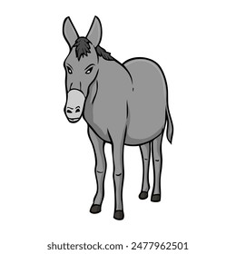 donkey vector illustration,isolated on white background,top view