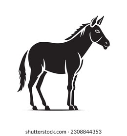 Donkey vector logo - black and white . Abstract drawing Vector illustration