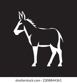 Donkey vector logo - black and white . Abstract drawing Vector illustration