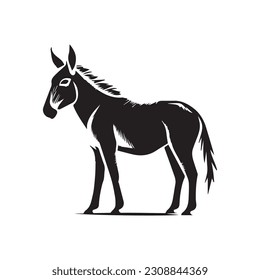 Donkey-Vektorlogo - schwarz-weiß. Abstrakte Vektorgrafik