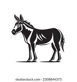 Logo del vector del burro - blanco y negro. Dibujo abstracto Ilustración del vector