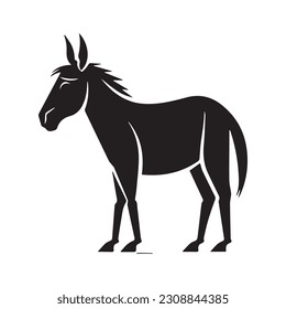 Donkey vector logo - black and white . Abstract drawing Vector illustration