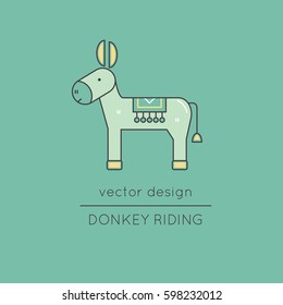 Donkey vector thin line icon. Colored isolated symbol. Logo template for riding tour, element for travel agency products, tour brochure, excursion banner. Simple mono linear modern design.