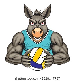design de ilustração de vetor mascote de vôlei de burro