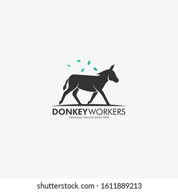 Donkey Workers Illustration Vector Template. Suitable for Creative Industry, Multimedia, entertainment, Educations, Shop, and any related business