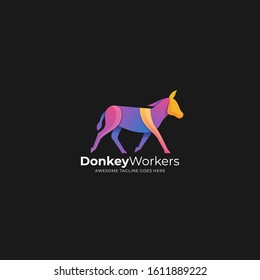 Donkey Workers Illustration Vector Template. Suitable for Creative Industry, Multimedia, entertainment, Educations, Shop, and any related business