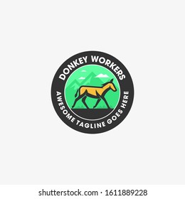 Donkey Workers Illustration Vector Template. Suitable for Creative Industry, Multimedia, entertainment, Educations, Shop, and any related business