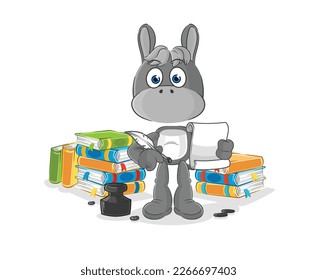 the donkey writer vector. cartoon character