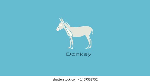 Donkey.Donkey ogo. Black and white vector illustration. Concept for logo, card, banner, poster, flyer.Mnimalistic style vector illustration