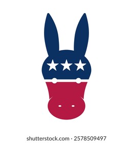 donkeys head american democratic party icon design vector illustration