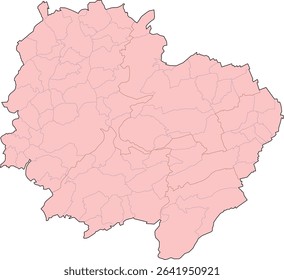 Donnersbergkreis district administrative outline map of Rhineland-Palatinate (Rheinland-Pfalz) state. Federal Republic of Germany. Colored. Vector