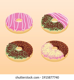 donnut cake  vector may be can to include your element design, atribute in familiy room, or eating location, course with decorative fun colour and healty times with loving people and family.