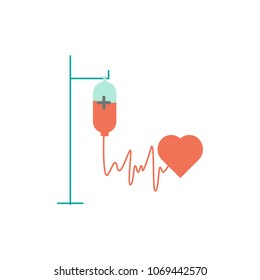 Donor blood icon in flat style. For web, medicine and education. Vector illustration
